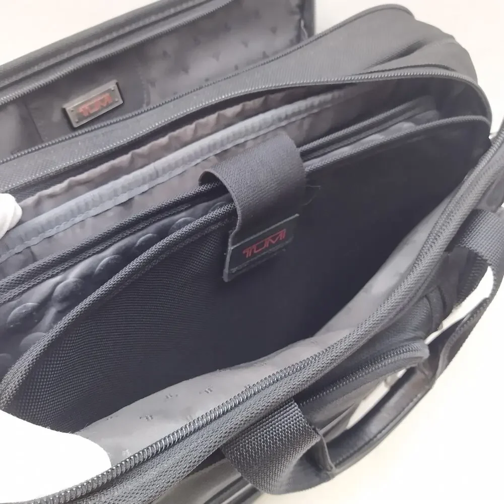 Tumi Two Way Black Nylon Expandable Organizer Business Briefcase Crossbody Bag